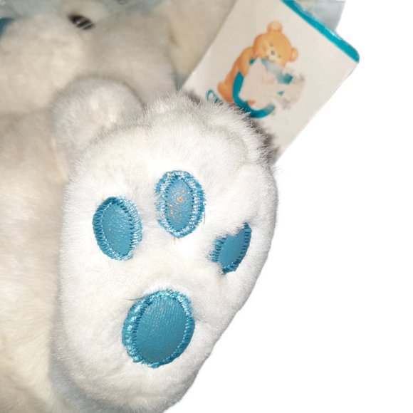 Chosun International Blue & White Bunny Rabbit Pleather Nose Paws Plush 8" - Picture 6 of 10